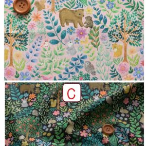 ⭐日本最新22fabric松浦由起江【森林繽紛萌物版】2色（60支薄棉）