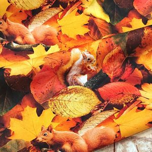 日本KOKKA高寫真松鼠楓葉版【中厚薄棉】