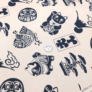 日本KOKKA最新招財貓/富士山/不倒翁文物集版（生成藍）【帆布】