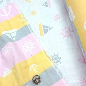 日本超柔膚四層紗【海洋風灰/黃/粉條紋款】幅寬108cm